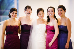 bridesmaids dresses hues of purple