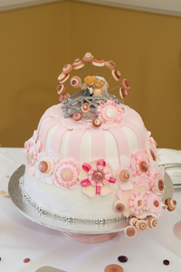 Our Wedding Cake decorated with Felt & Button Flowers Our Wedding Cake decorated with Felt & Button Flowers